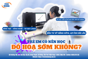 Trẻ em học tại ETECH MEKONG, khóa học đồ họa trẻ em