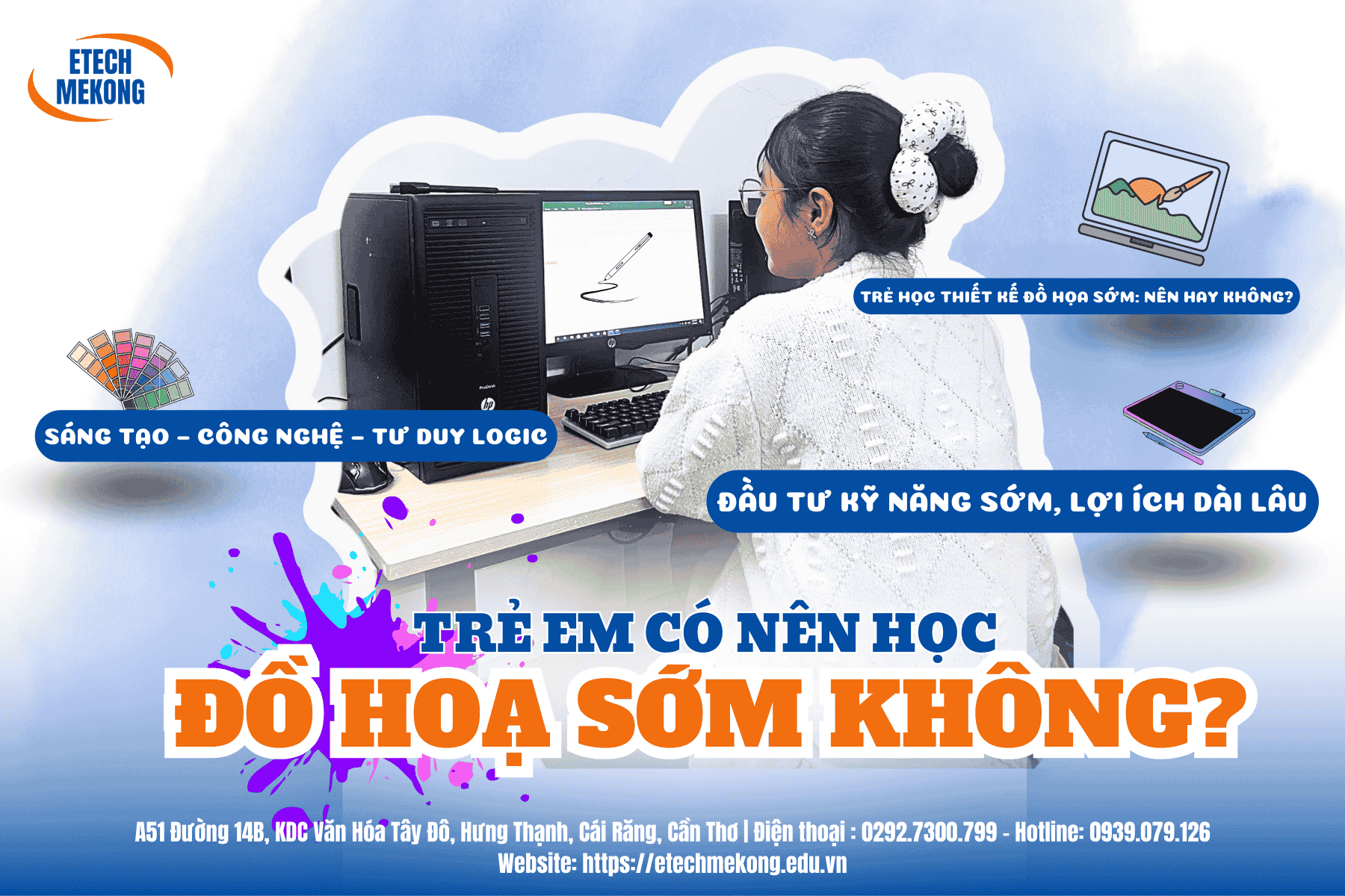  Trẻ em học tại ETECH MEKONG, khóa học đồ họa trẻ em

