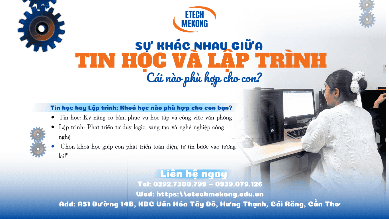 Trẻ em học tại ETECH MEKONG, tin học và lập trình