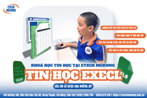 Trẻ em học tại ETECH MEKONG, lớp học tin học Excel cho trẻ tại Cần Thơ