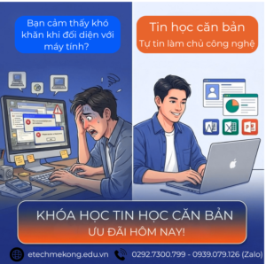 Khóa học tin học văn phòng căn bản cho người mới bắt đầu, đào tạo thành thạo Word, Excel, PowerPoint từ A-Z.