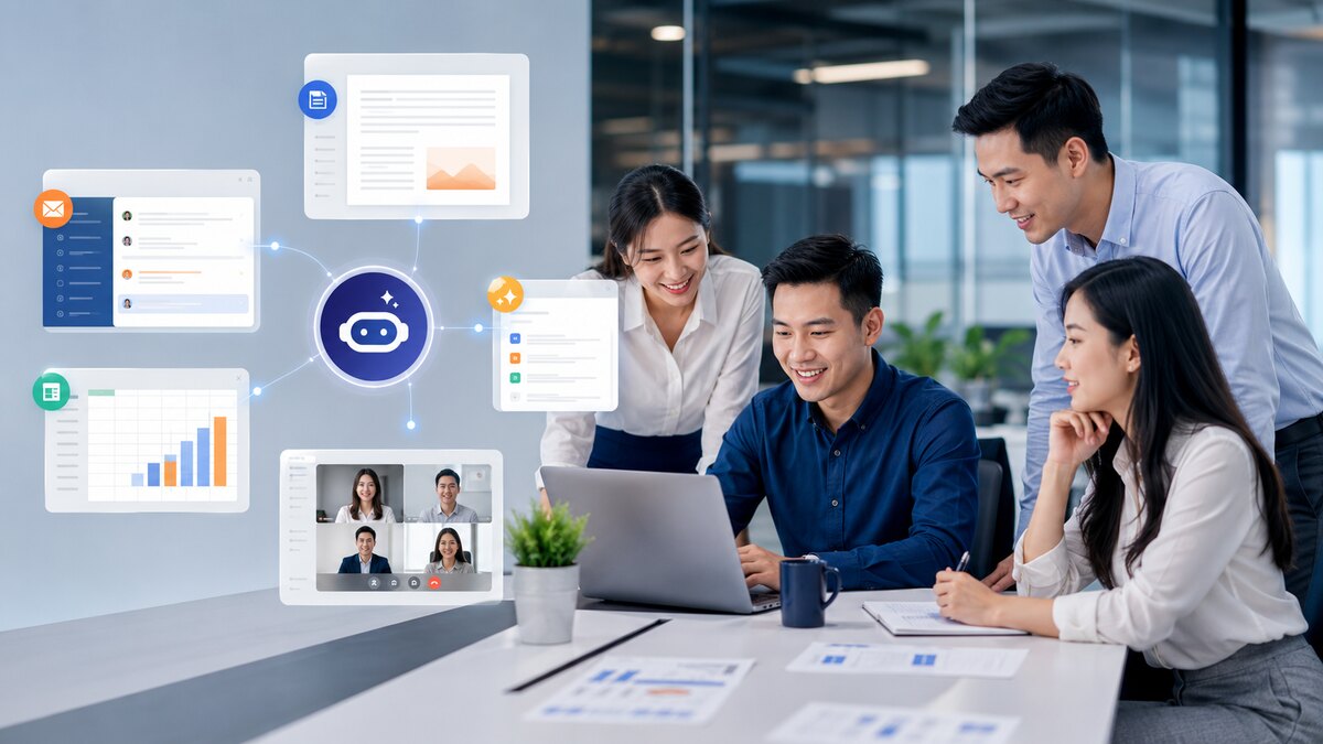 Nhóm nhân viên ứng dụng Gemini vào công việc văn phòng
